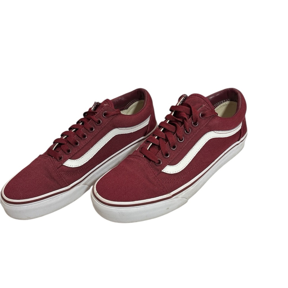 Vans Maroon Canvas Shoes with White Accent
